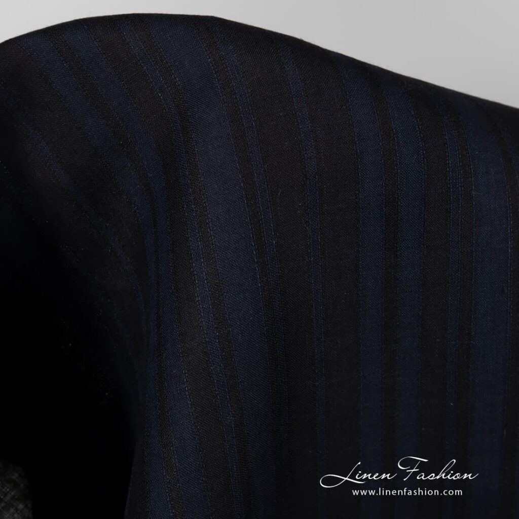100% linen fabric in black navy.