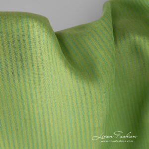 Apple green linen fabric, striped.