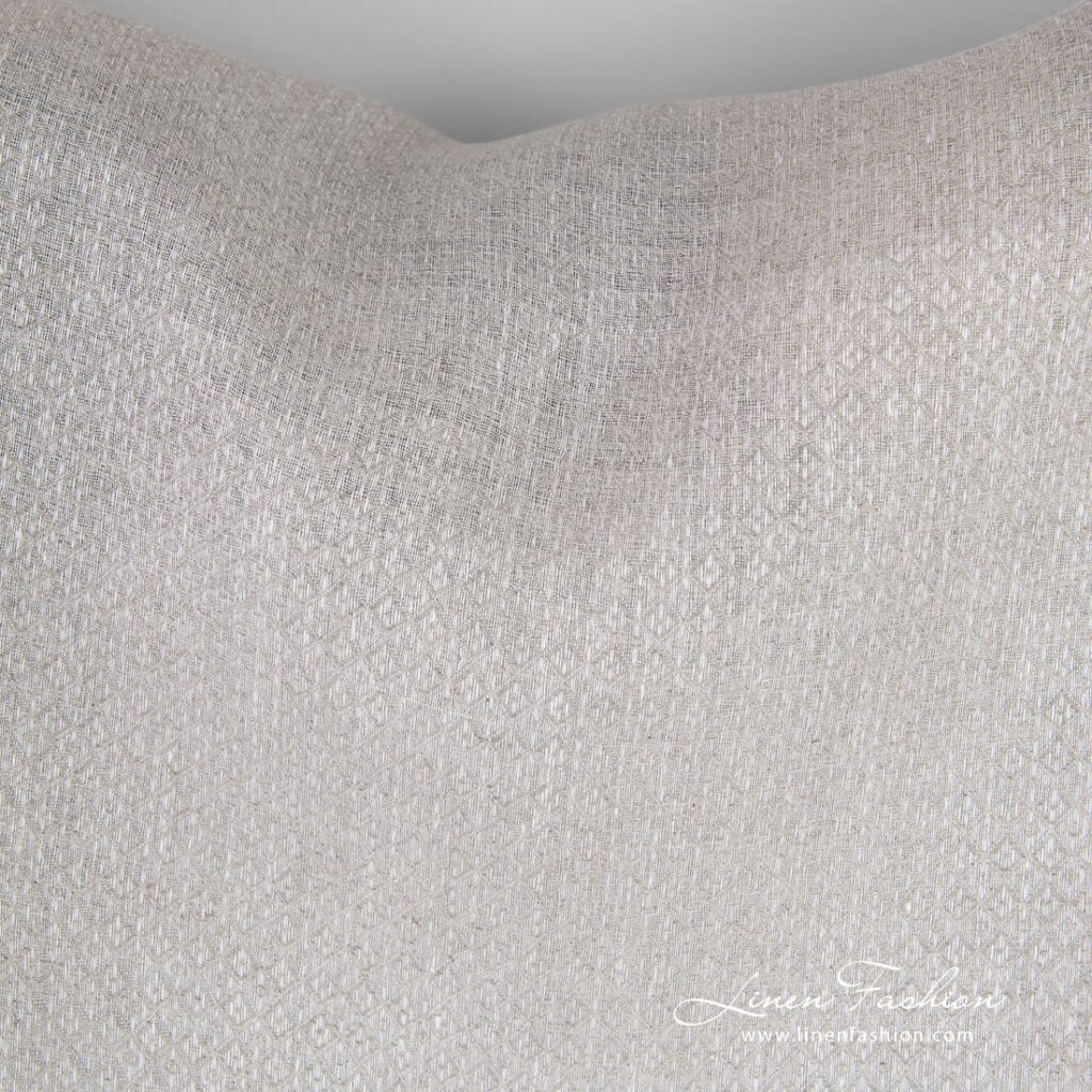Light grey linen fabric in diamond pattern