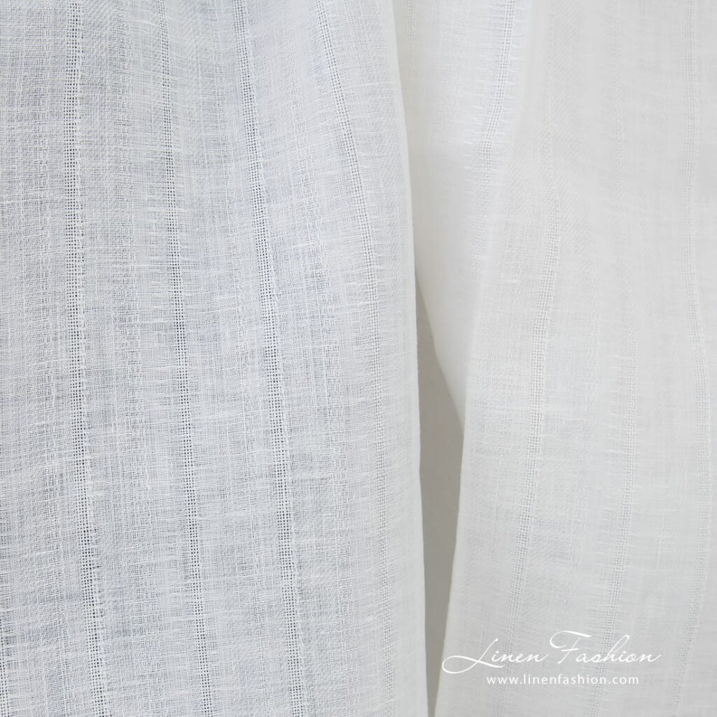 White 100% linen fabric