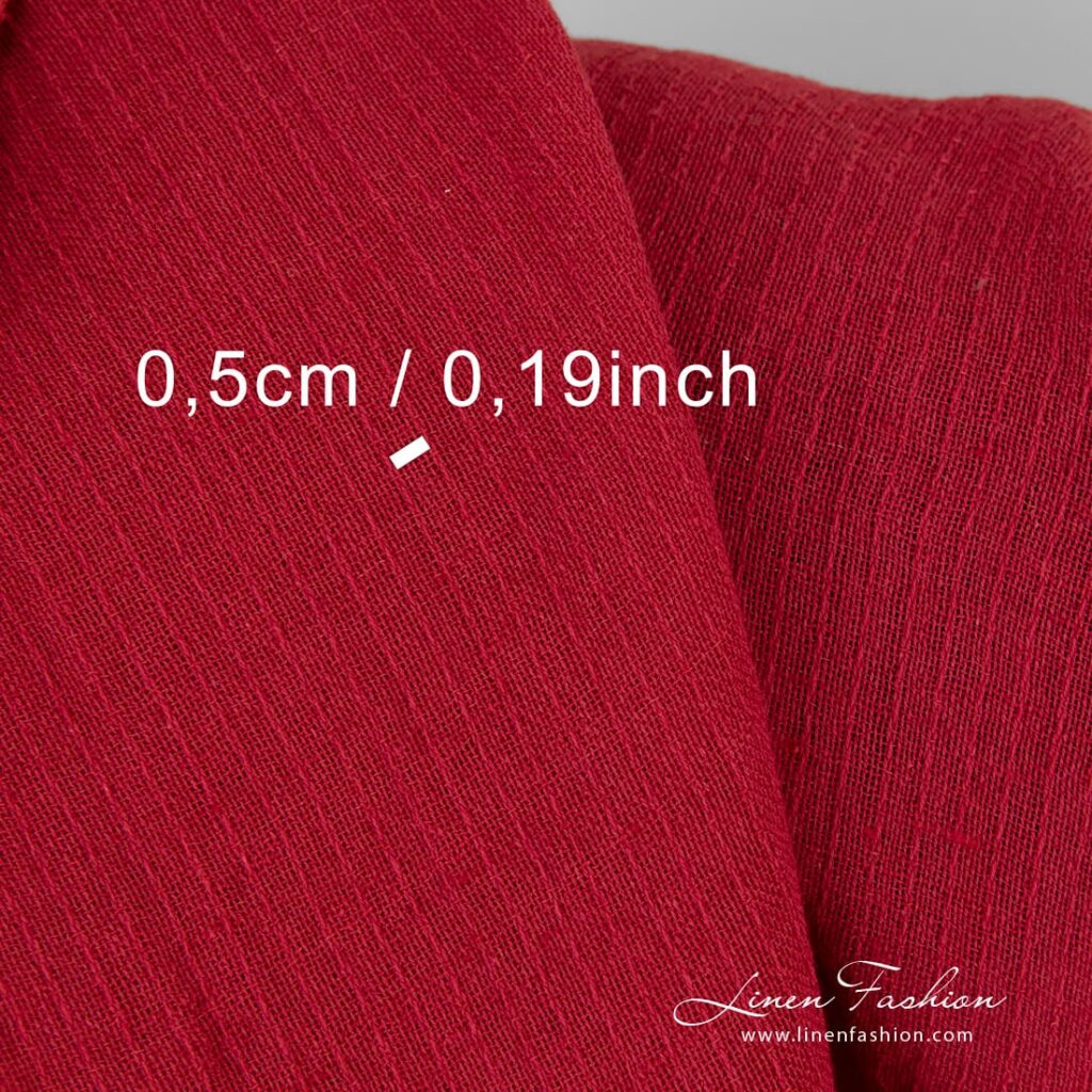 Red linen cotton fabric, washed