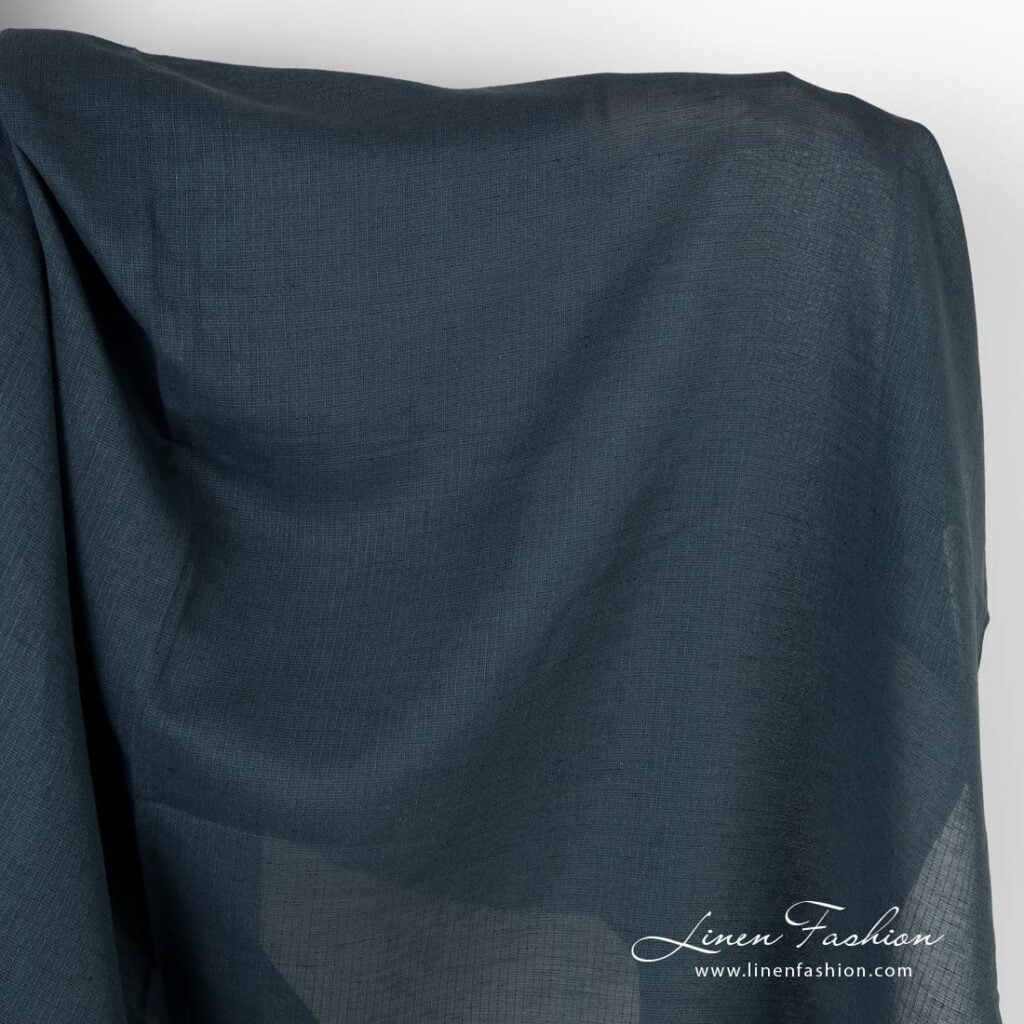 Dark blue linen cotton fabric