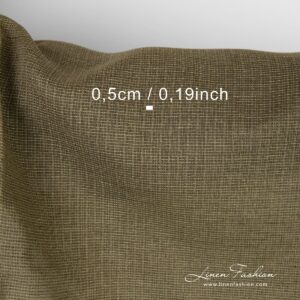 Green linen cotton fabric, striped