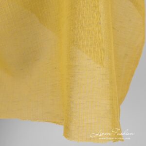 Yellow linen cotton fabric, striped