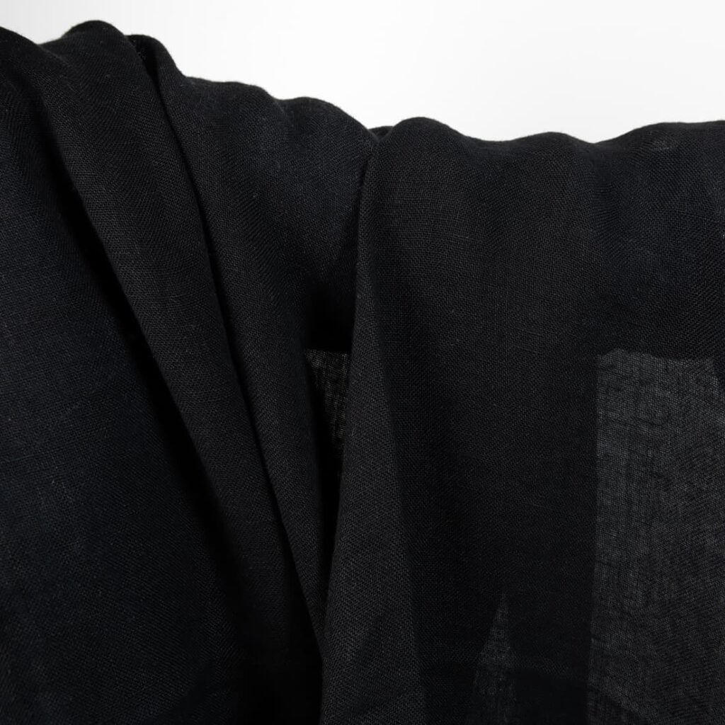 linen gauze washed black fabric transparent