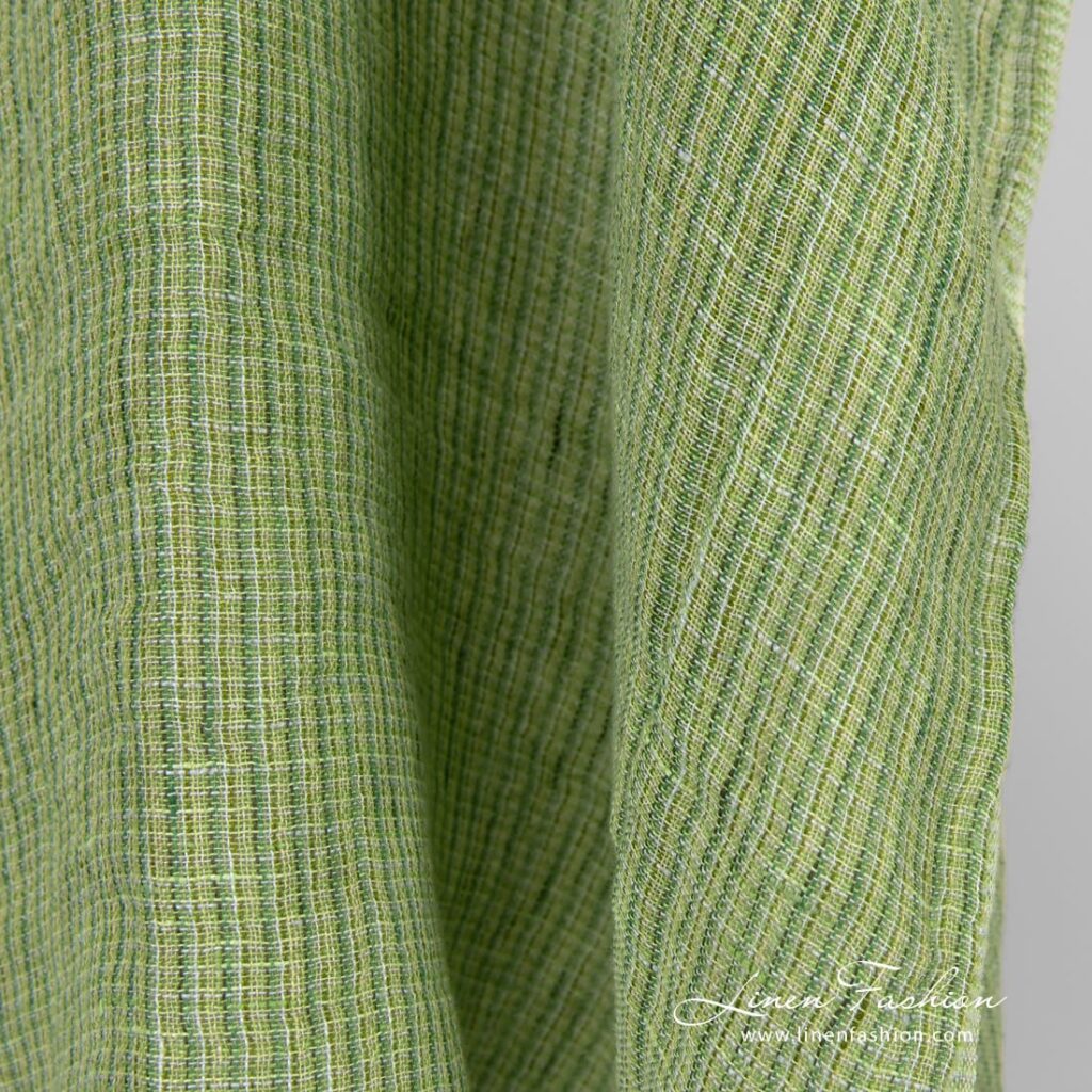Lime green linen fabric in gauze pattern