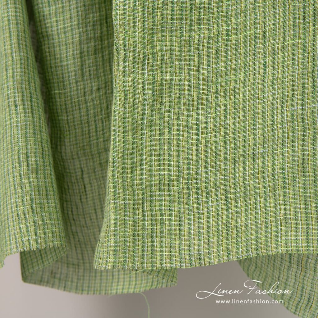 Lime green linen fabric, washed