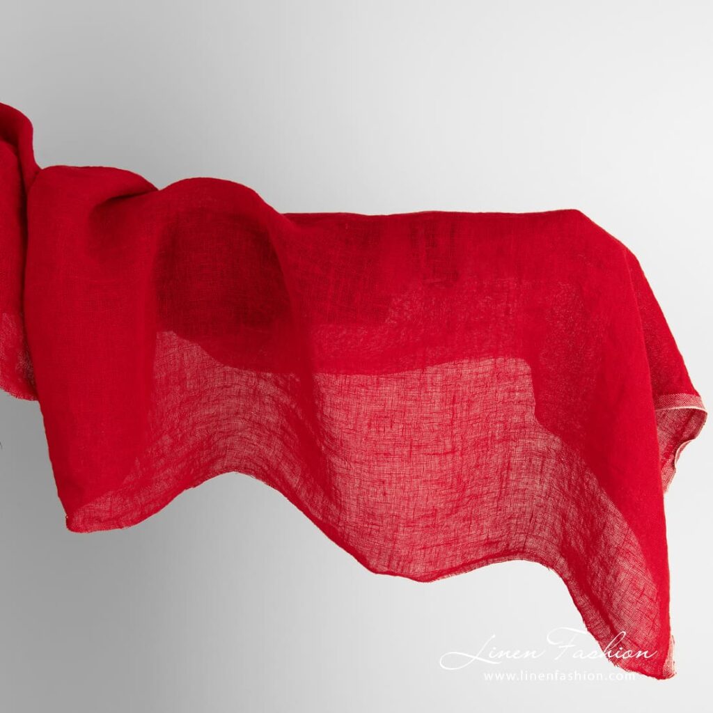 Red linen fabric