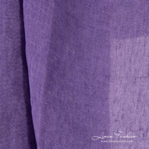Transparent violet linen fabric in melange, perfect for curtains and shawls