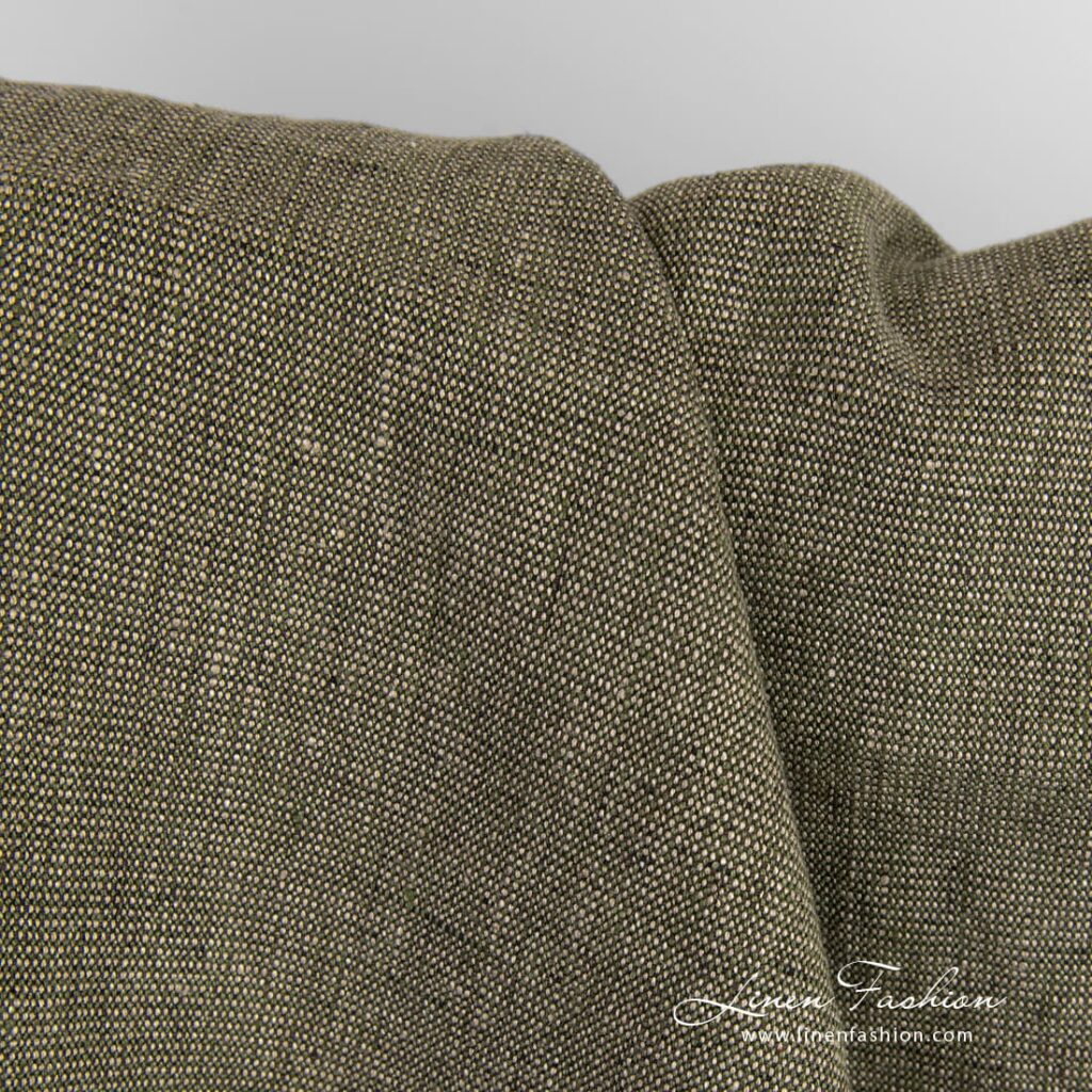 Moss green 100% linen fabric