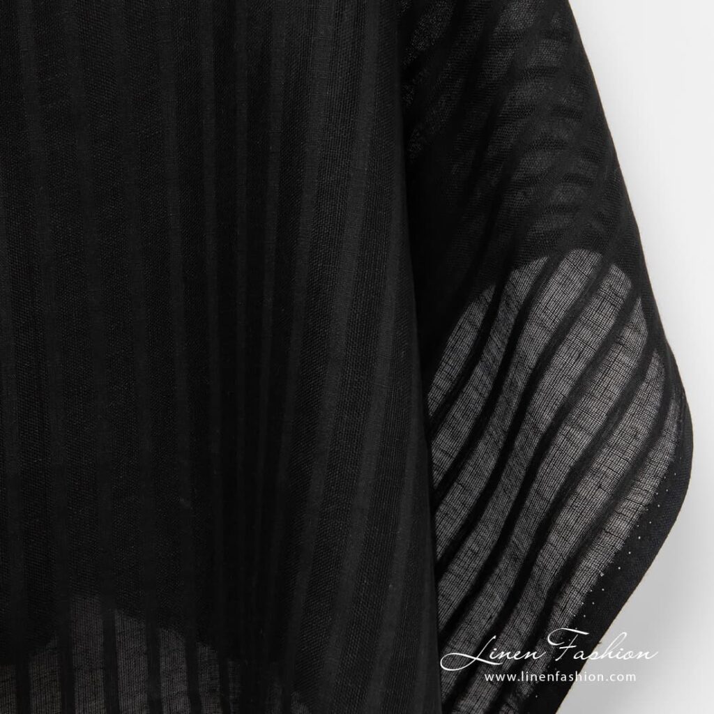 Black linen fabric with stripes.