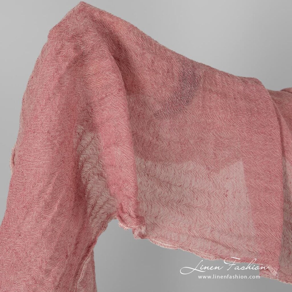 Linen wool peony pink fabric.