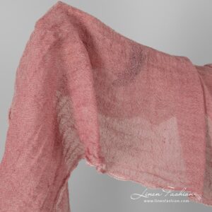 Linen wool peony pink fabric.