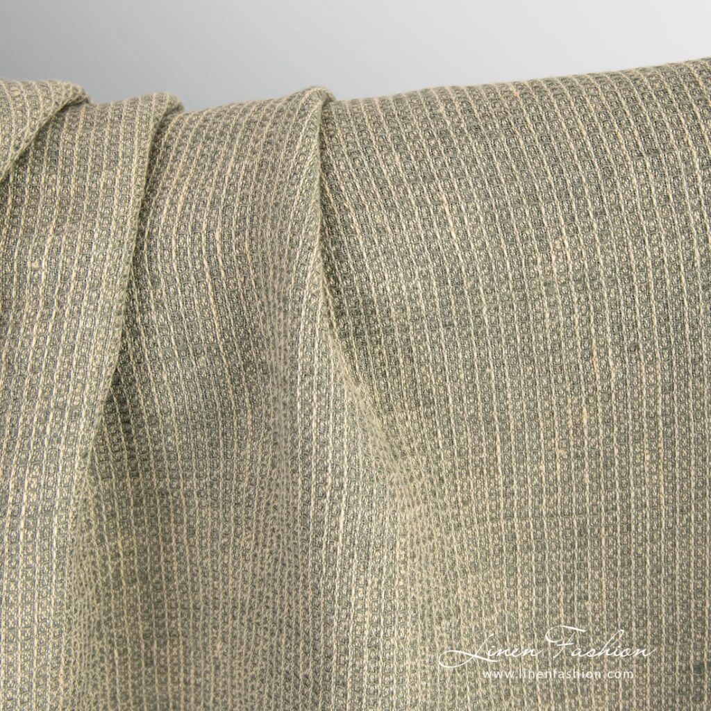 Yellow linen fabric in "waffle" pattern