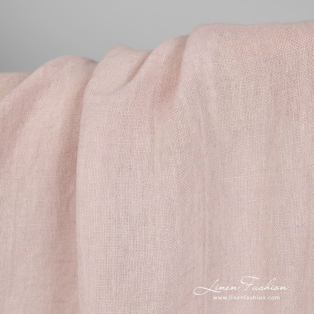 Linen cotton fabric in light lilac, specially washed to increase softness