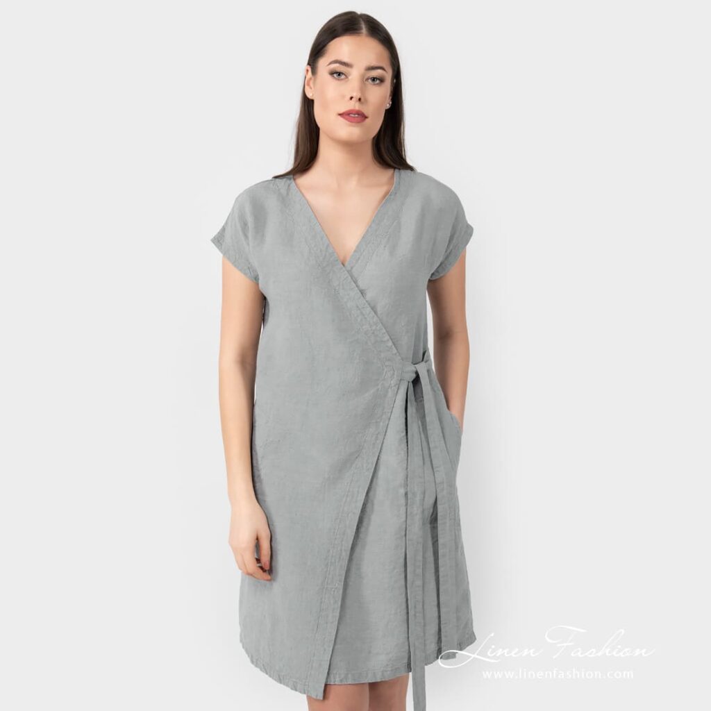 CATALINA light grey linen dress