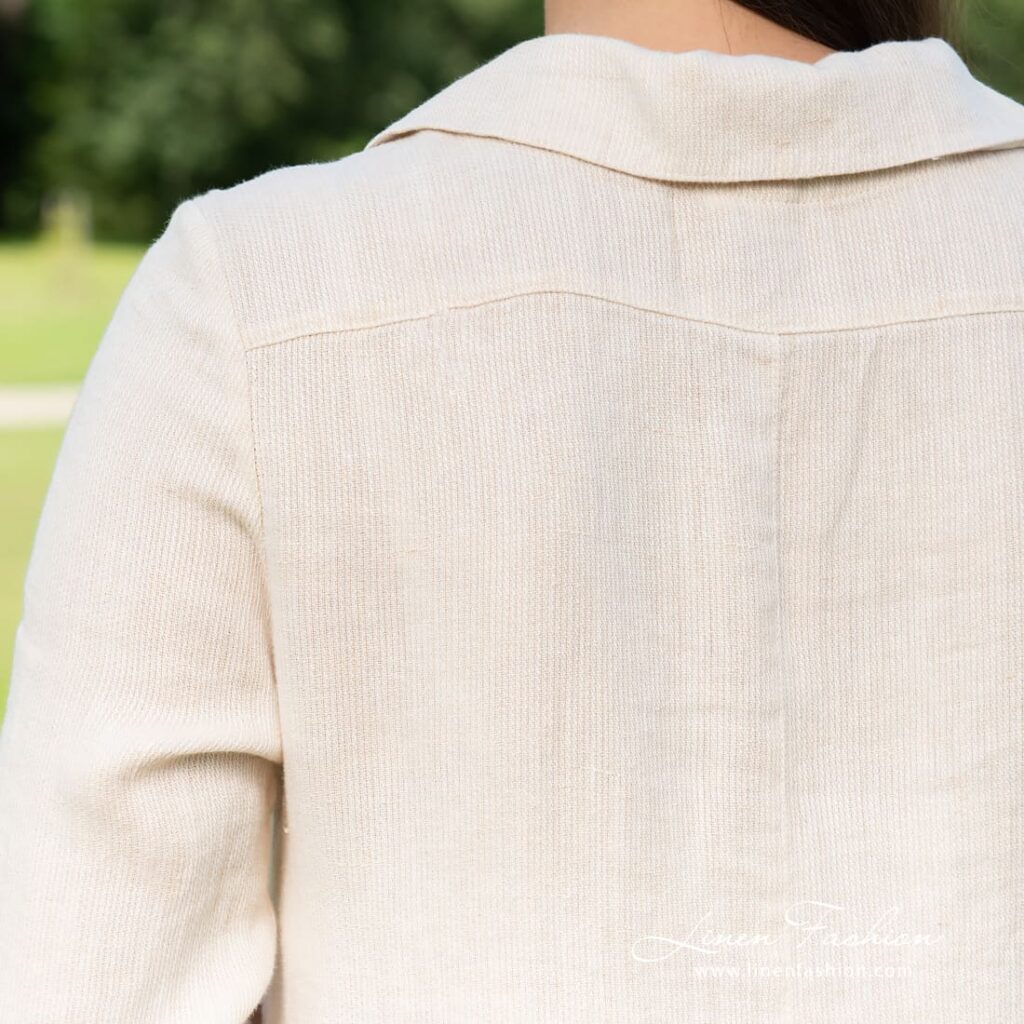 Light sand linen dress in small delicate design