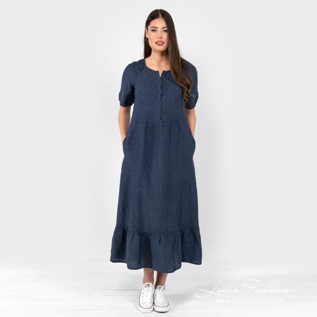 ZOE navy linen dress