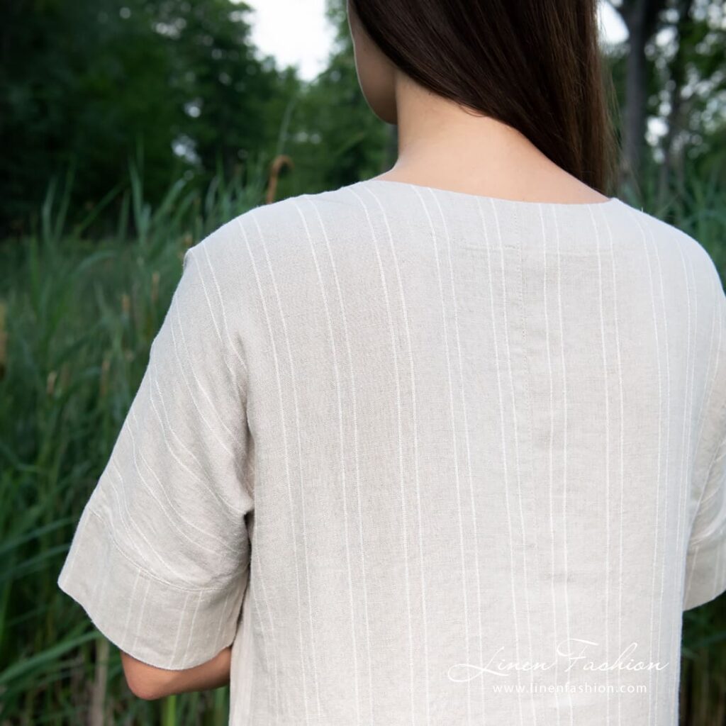 Grey linen dress, specially washed to increase softness