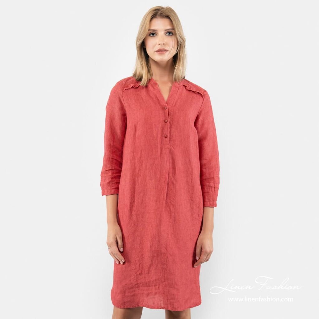 Linen coral dress