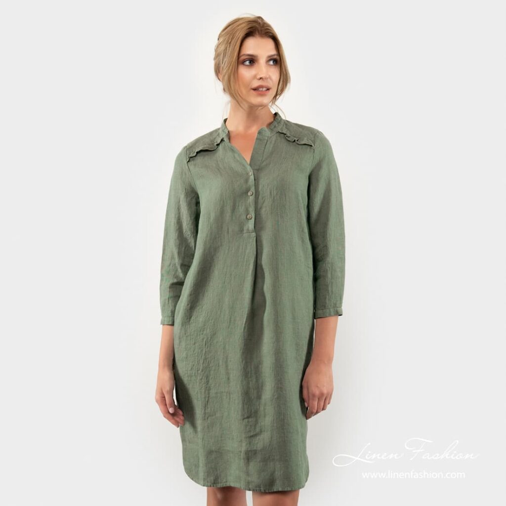 SIGA green linen dress.