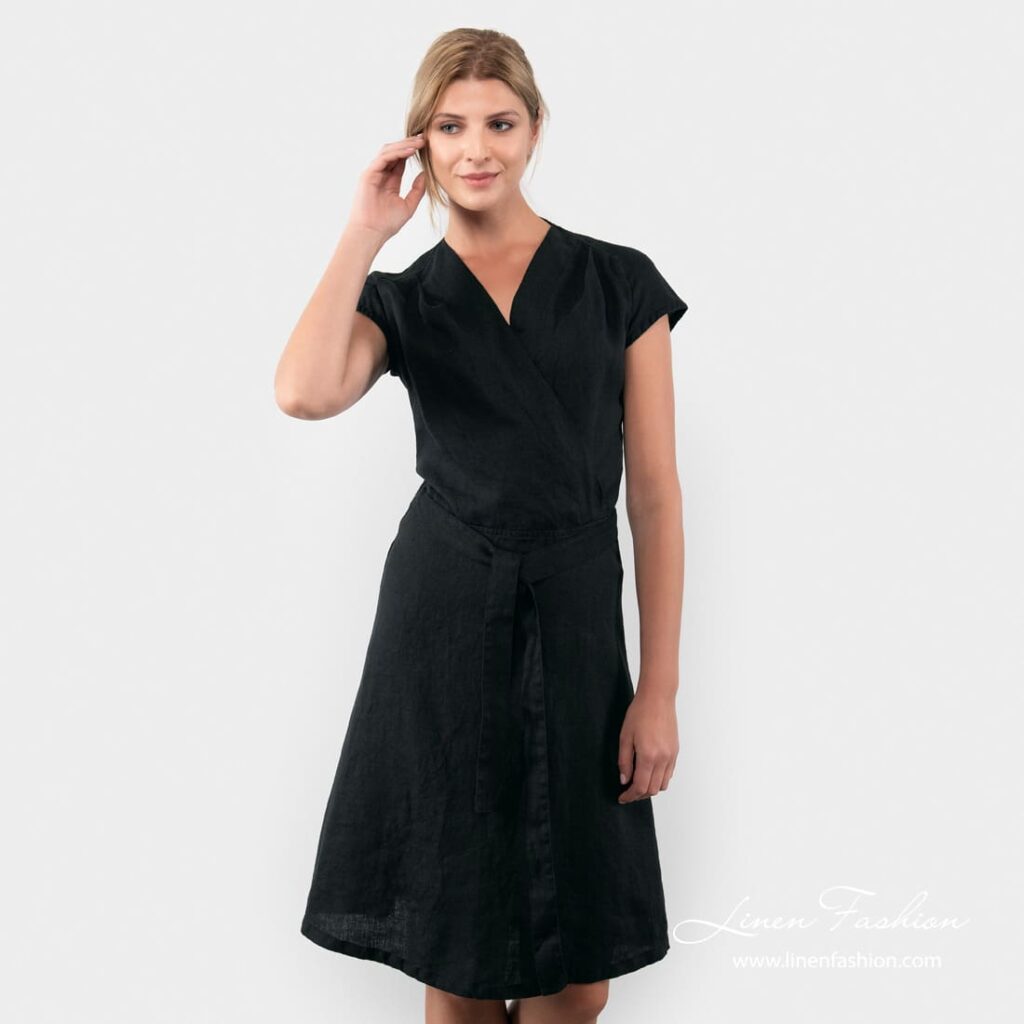 Black linen dress