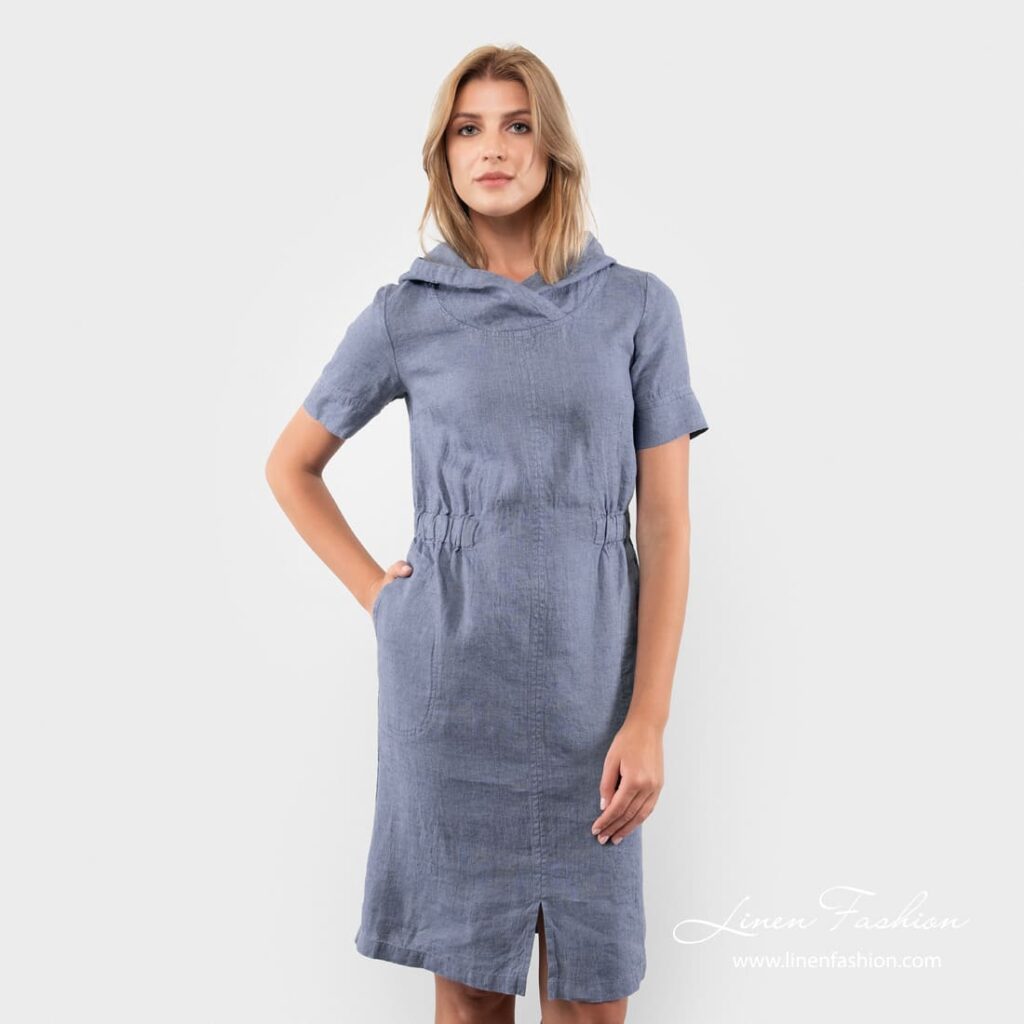 Blue linen dress