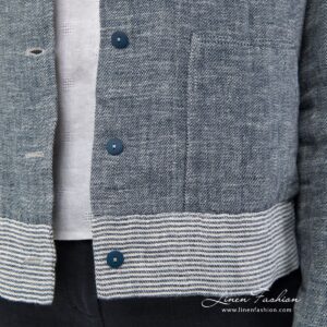 Linen navy jacket two sided fabric