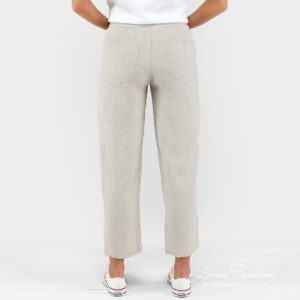 Light grey dyed linen pants.