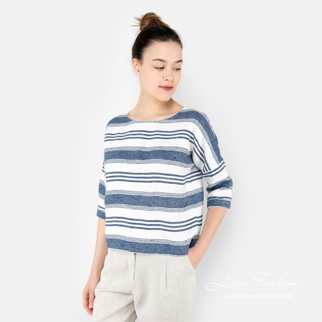 LAGO blue linen blouse
