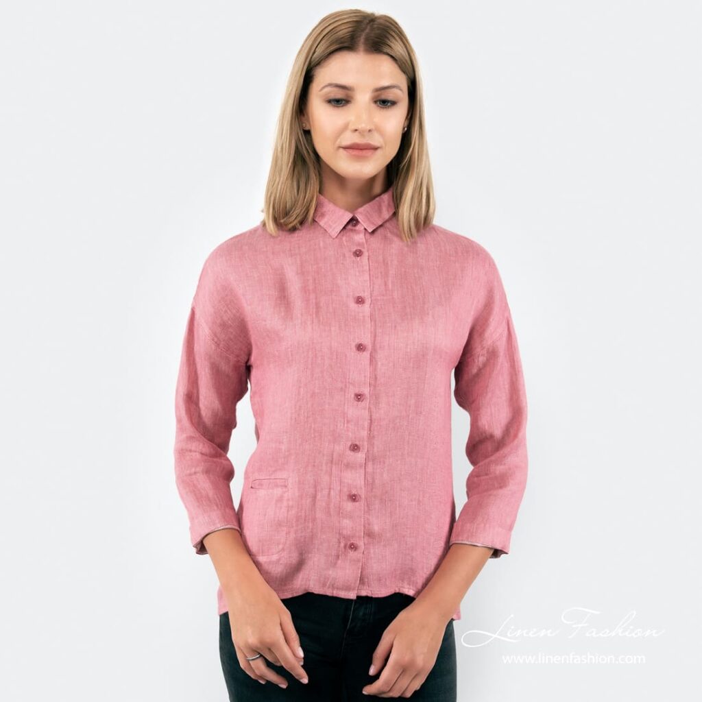 Pink linen blouse