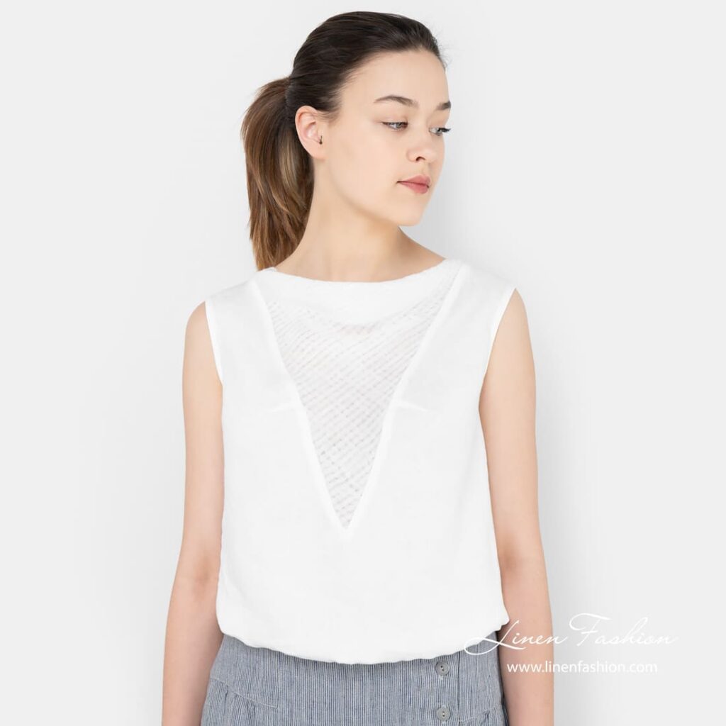ONA white linen blouse