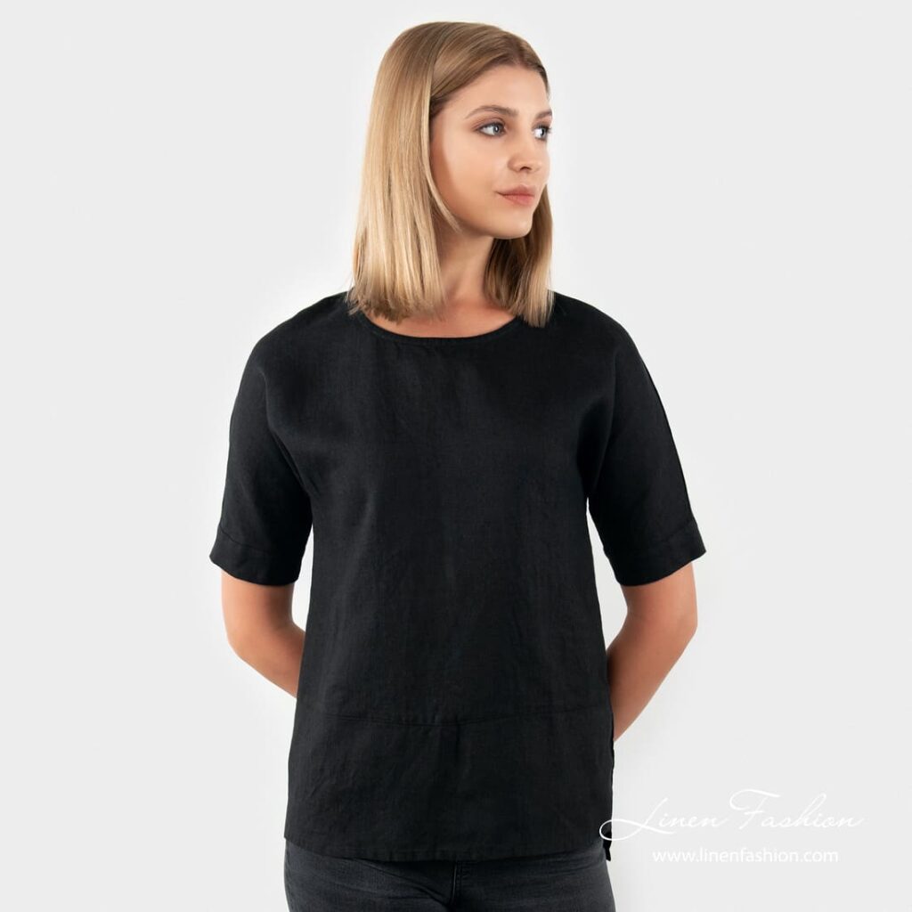 IBIZA black linen blouse
