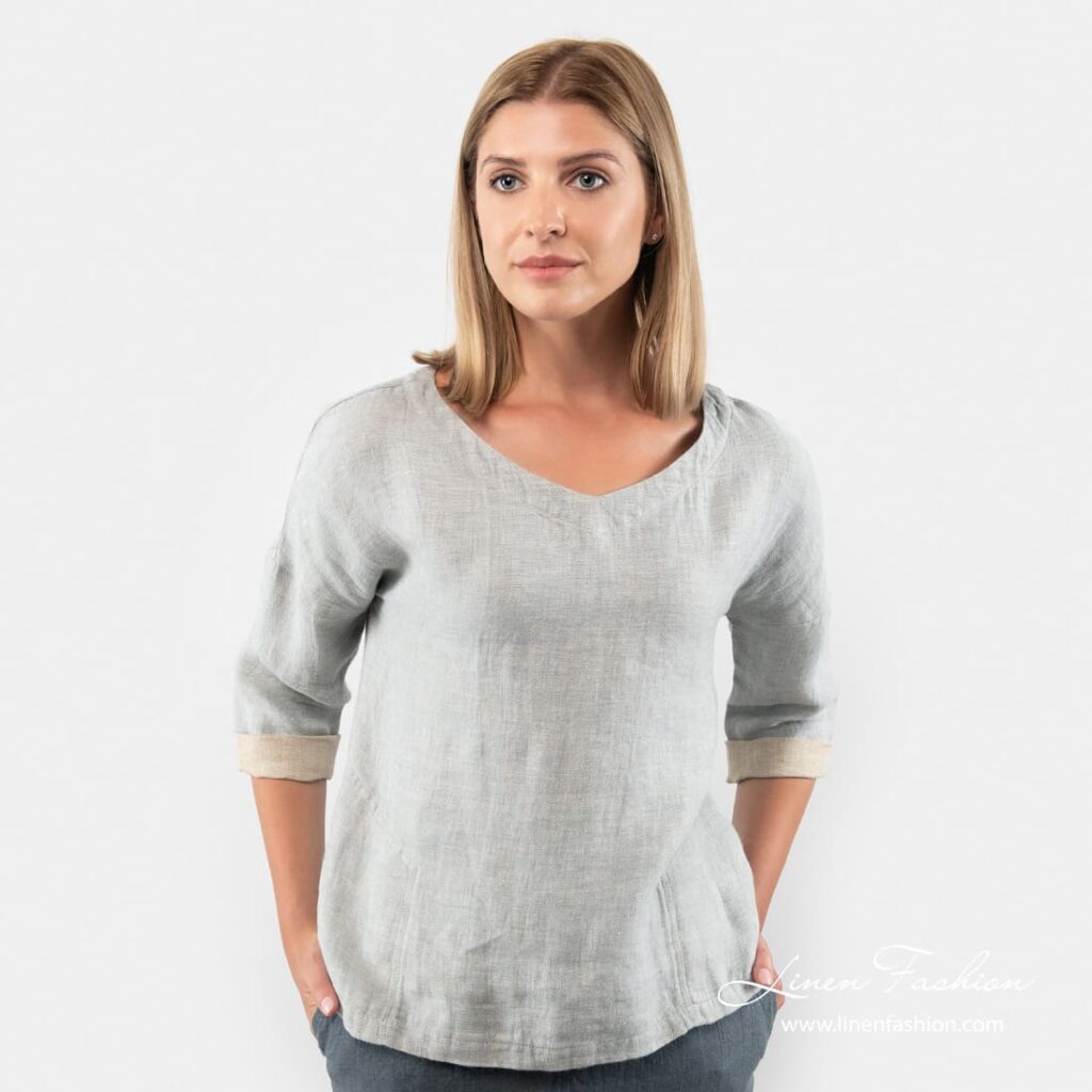 MANGO grey linen blouse