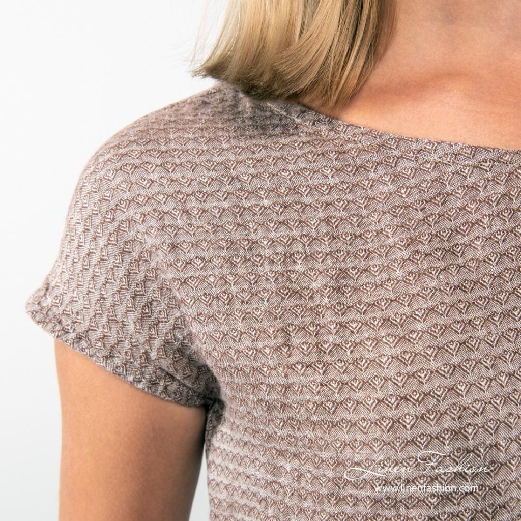 SAINT TROPEZ brown linen blouse short sleeves