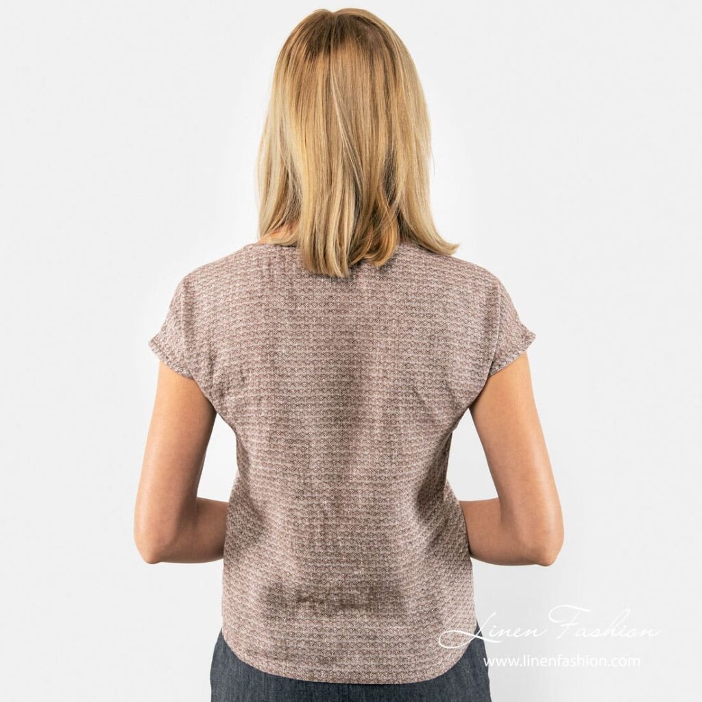 SAINT TROPEZ brown linen blouse back side