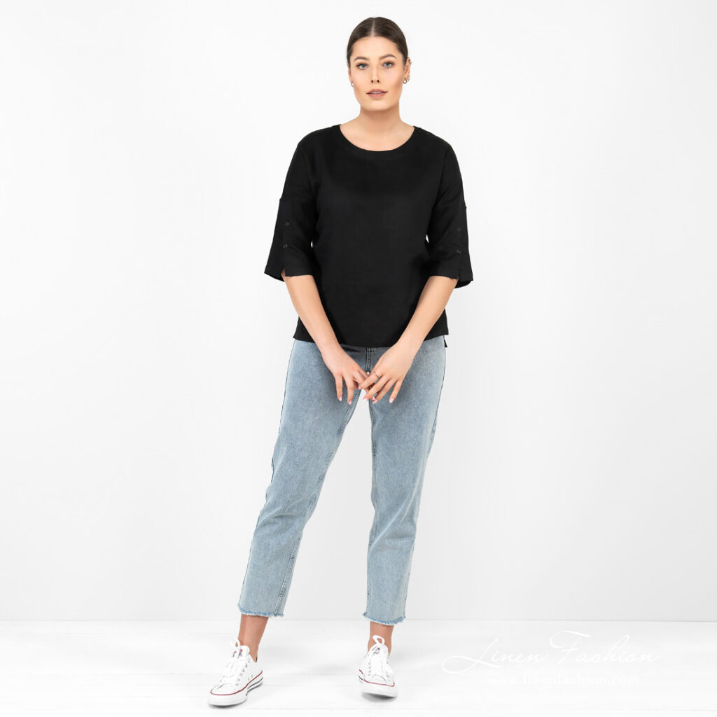 black linen blouse full view.