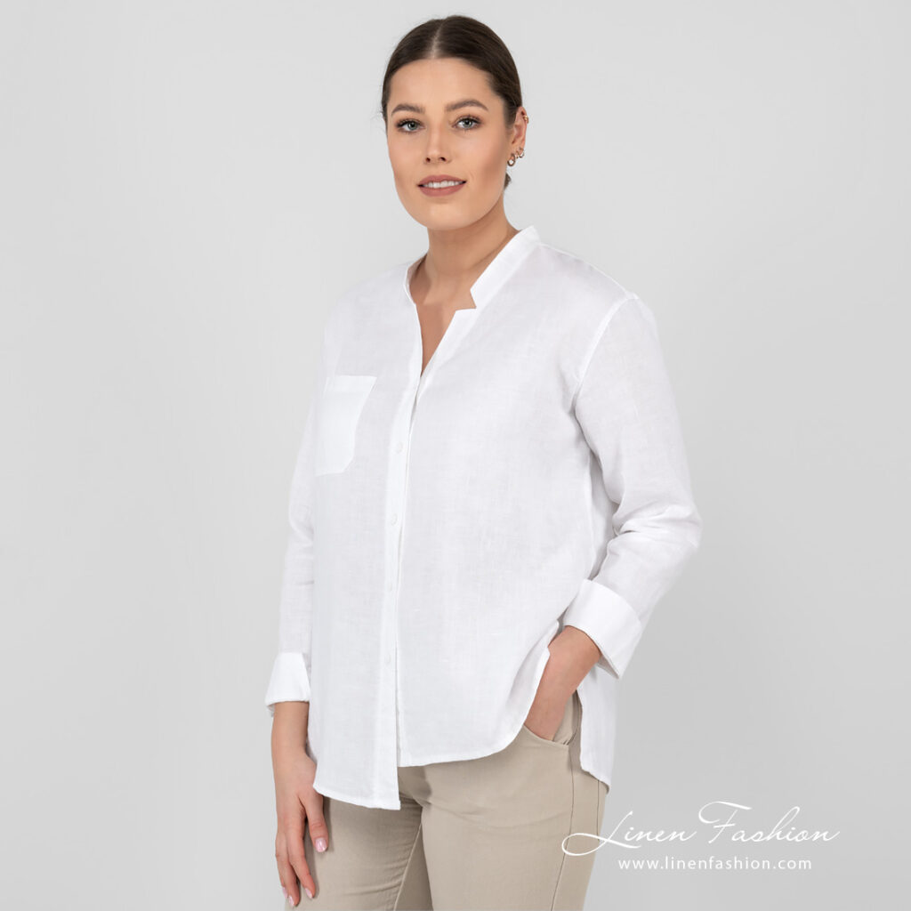 white linen blouse long sleeves, washed.