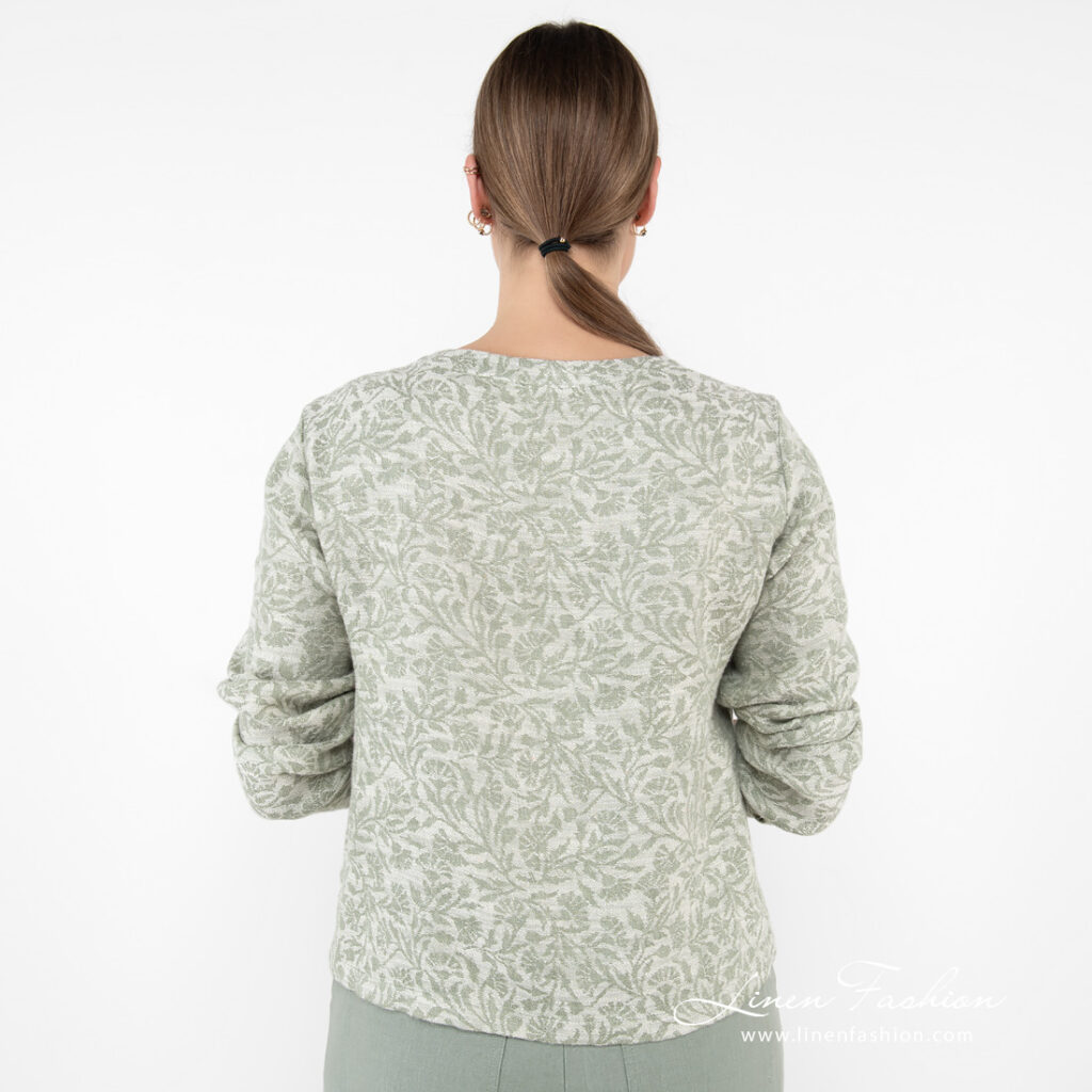 green flower blouse from backside.