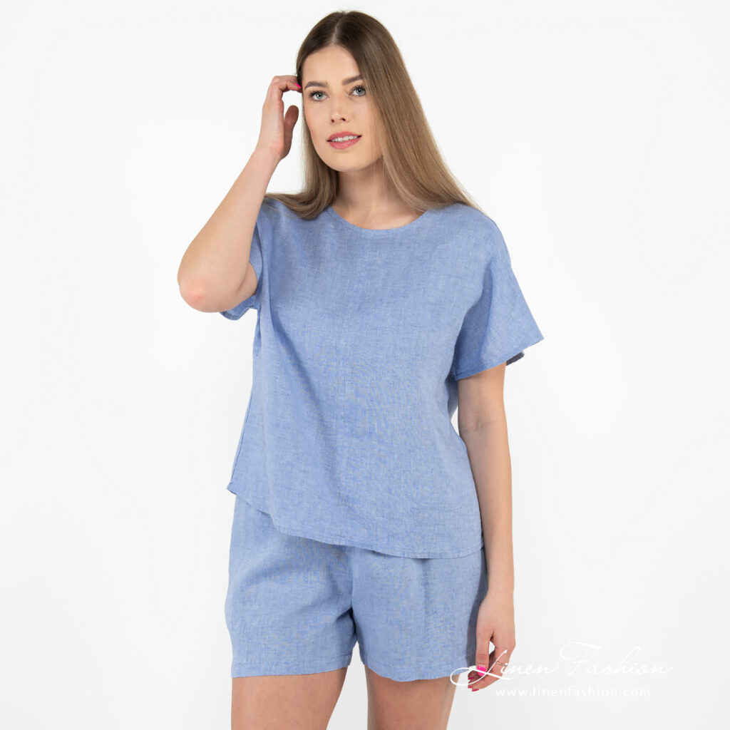 linen blue blouse, washed.