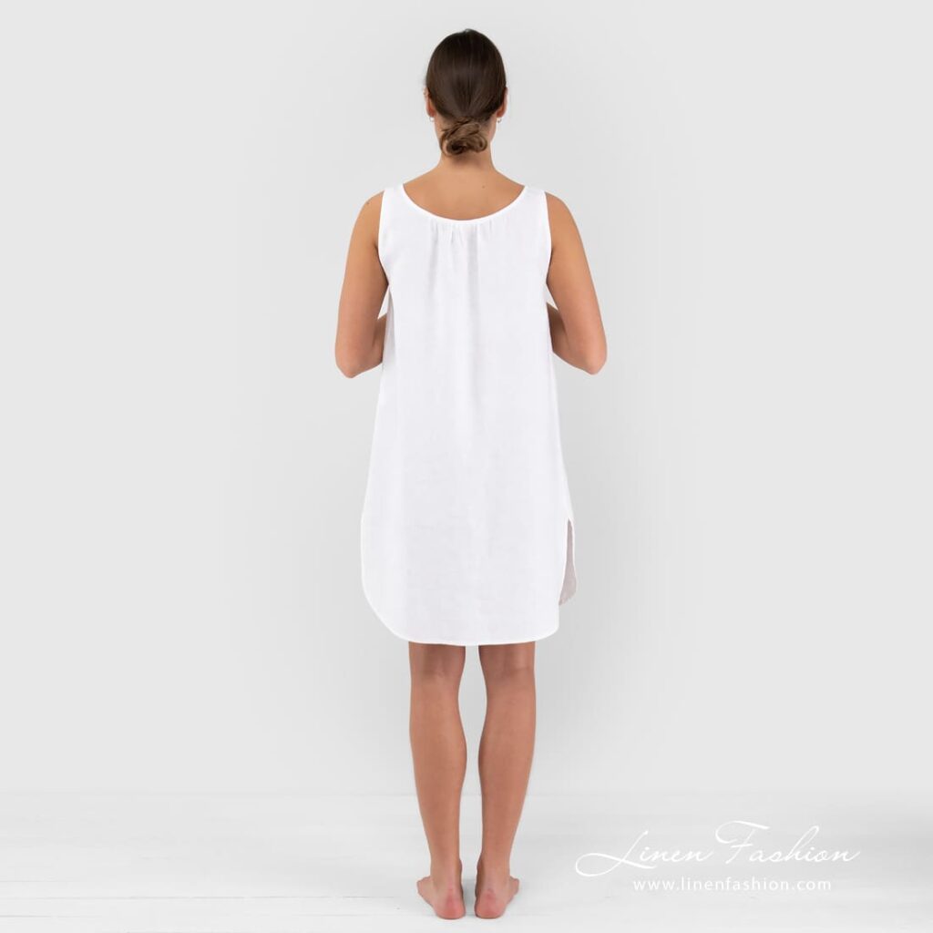 BAHAMA white linen nightgown back side