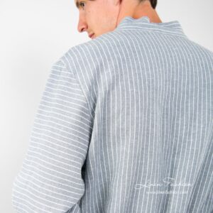 Mens bathrobe of linen fabric, grey.