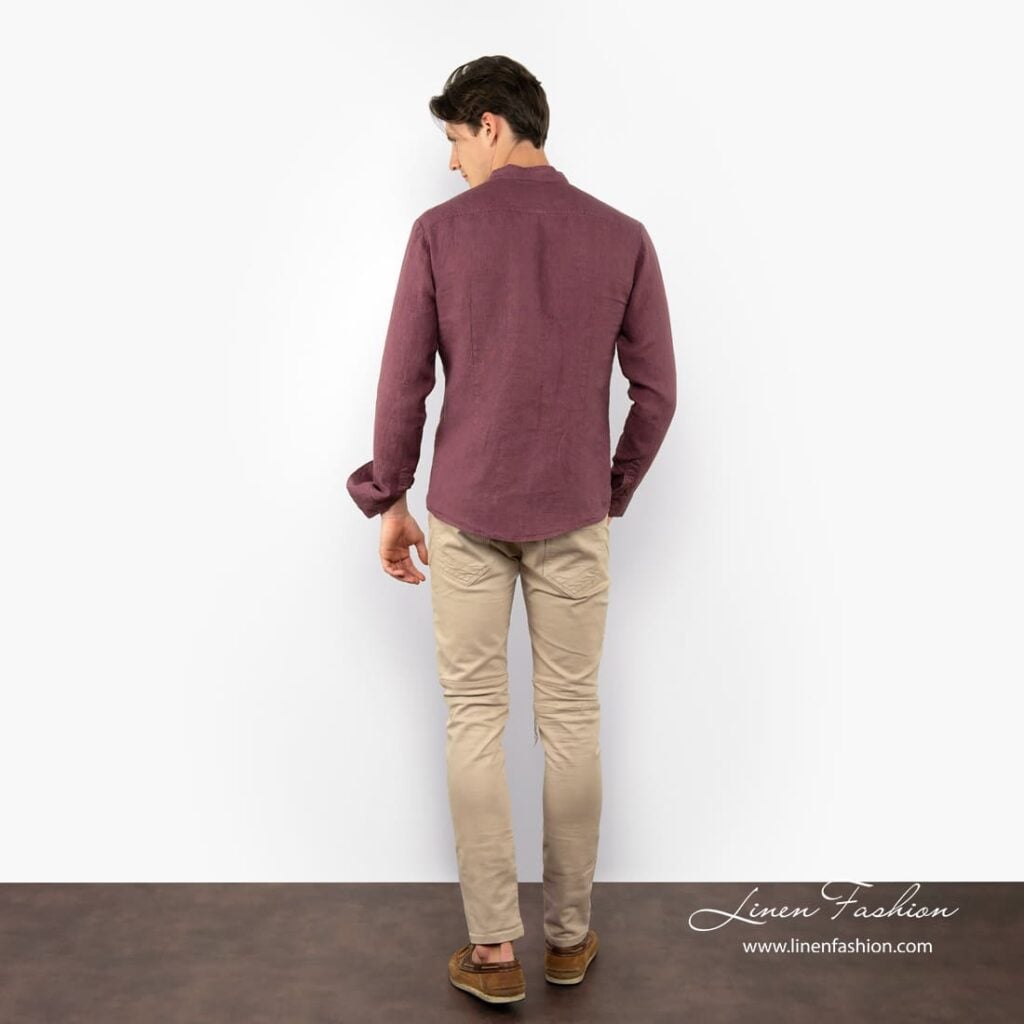 ANDY cherry linen shirt from back side