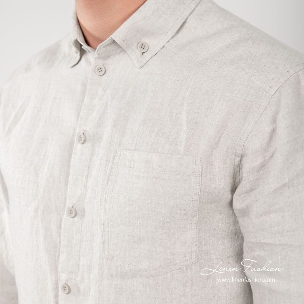 SIR natural color linen shirt pocket