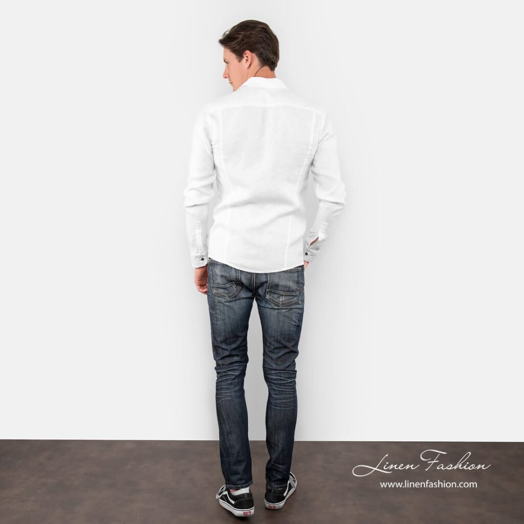 SAN MARINO white linen shirt back side