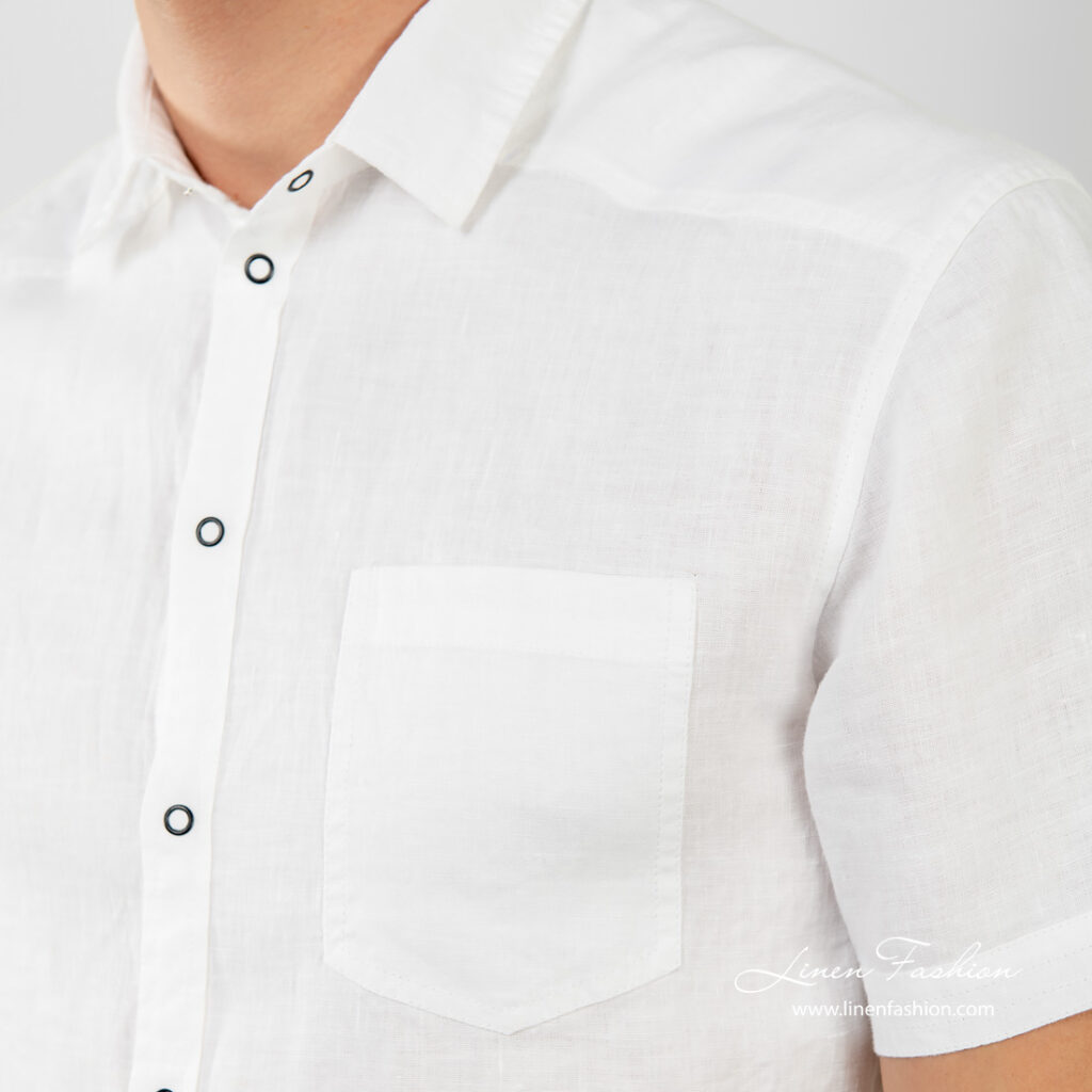 CORTO white linen shirt pocket
