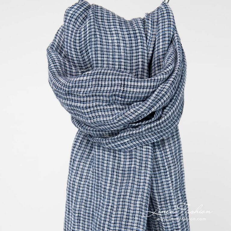 Linen blue ivory scarf