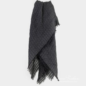 GALAXY grey linen scarf in openweave checks