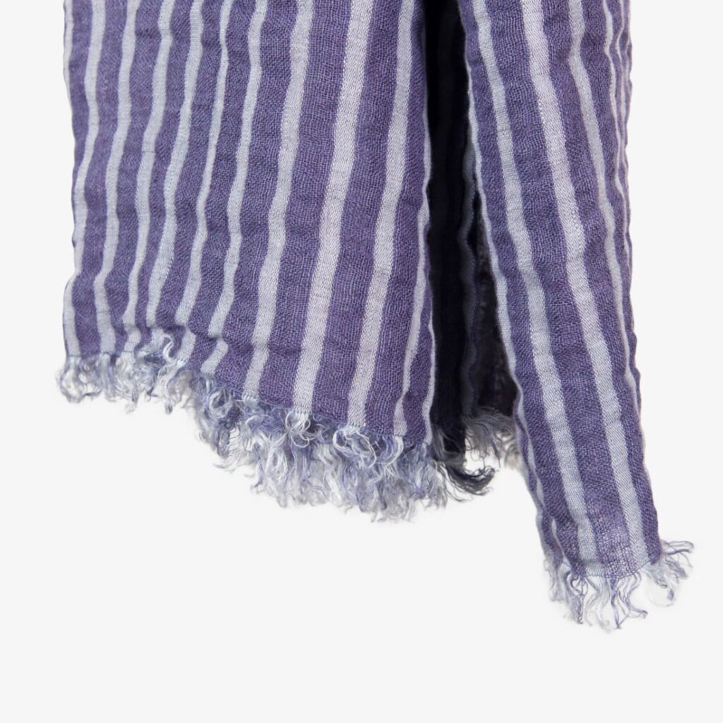 LINDA royal violet linen shawl with fringes