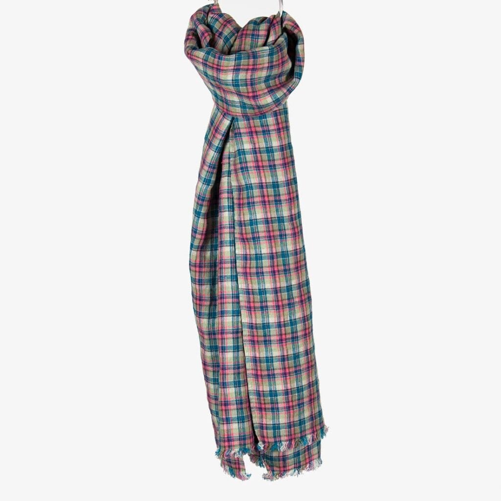 FORUM multicolored checked linen shawl